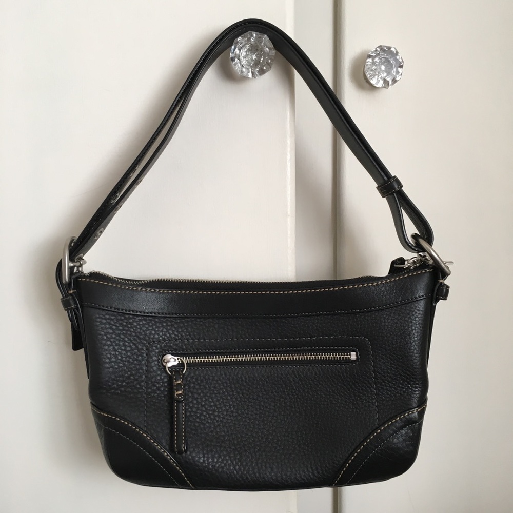 Coach Black Leather Bag Adjustable Strap Crossbody